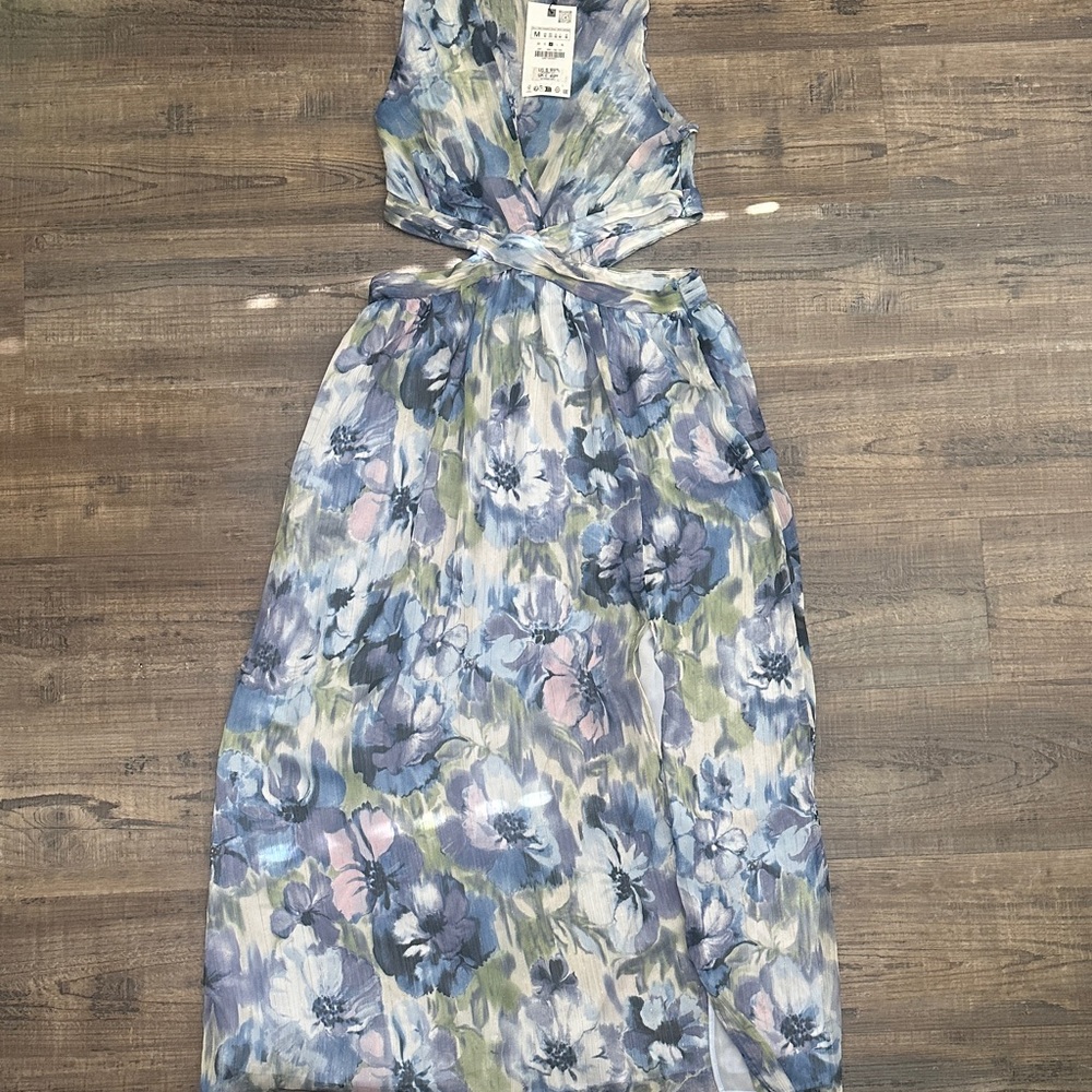 Zara Floral Maxi Dress - Blue, Green, Purple